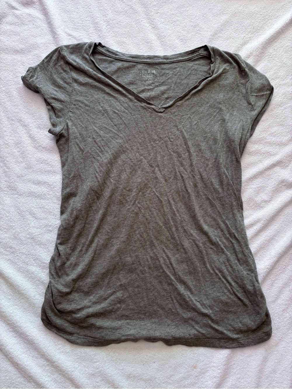 Maternity Women's Gray V-Neck Short Sleeve Top
